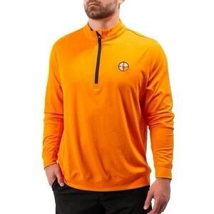 Waggle Medium 1/4 Zip Pullover Orange Blaze Hunting Golf Breathable Mens M NWT